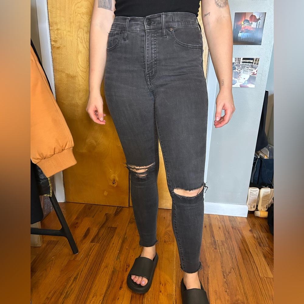 Madewell Black High Rise Ripped Jeans